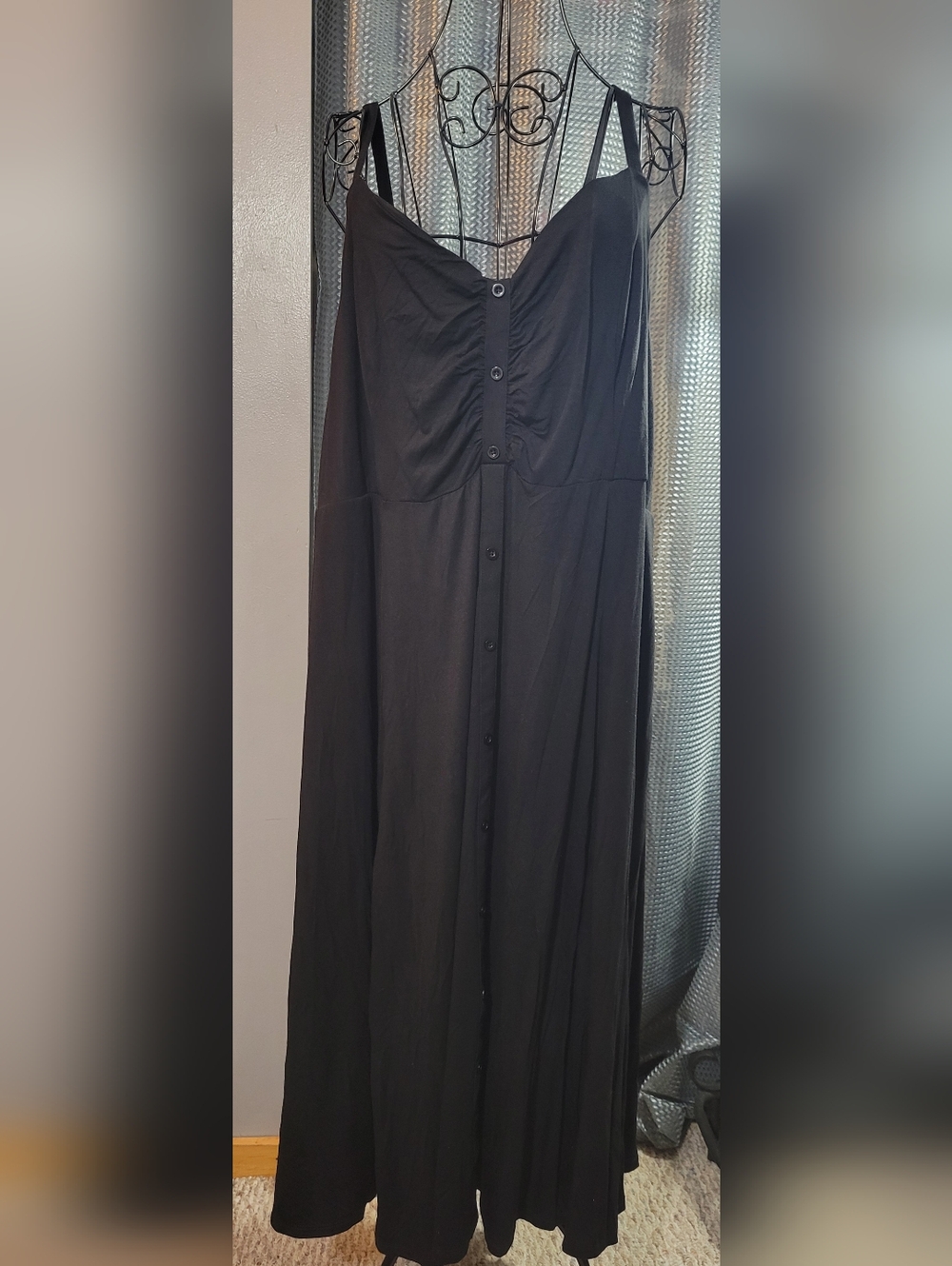 torrid Black Button-Front Spaghetti Strap Maxi Dress